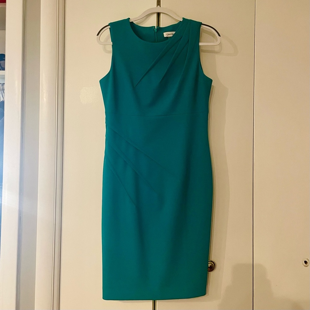 Blue/Turquoise Calvin Klein Sheath Dress with Starburst